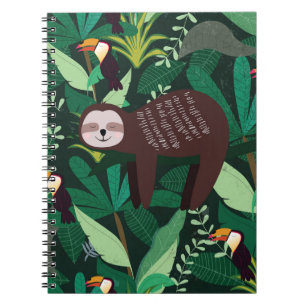 Carnet Paresse mignonne en vert tropical illustration mot