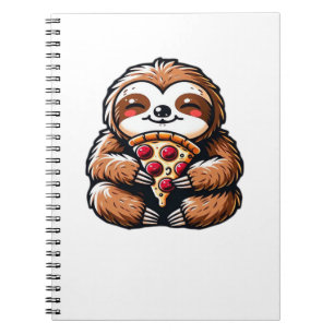 Carnet Paresseux drôle mangeant une Pizza, Animal Kawaii