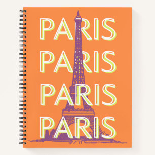 Carnet Paris, Art du voyage, Art du voyage rétro, Orange