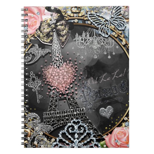 Carnet Paris Bling Glamor Sparkle France Girly Trendy (Devant)