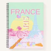 Carnet Paris, France, Art du voyage, Preppy, Pastel, Vert (Devant)