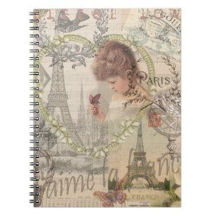 Carnet Paris France Jolie fille Eiffel