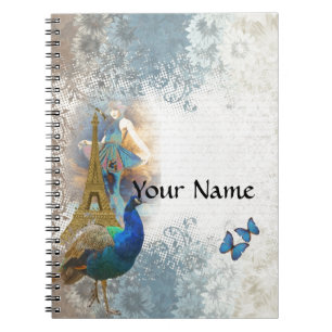 Carnet Paris peacock collage