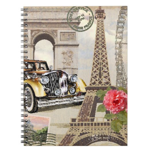 Carnet Paris poster vintage. vintage, poster, paris, vieu (Devant)