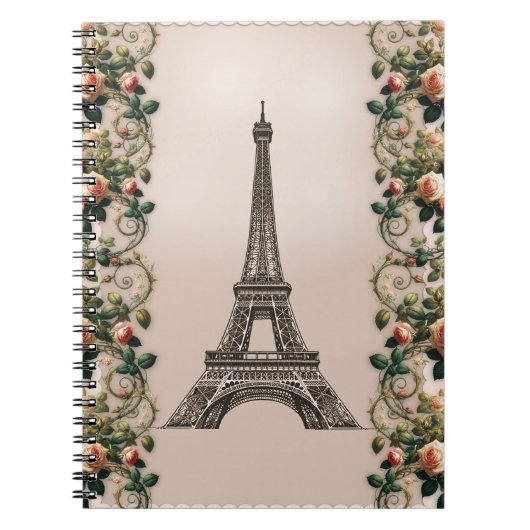 Carnet Paris Rose Vins Tour Eiffel Shabby Chic (Devant)