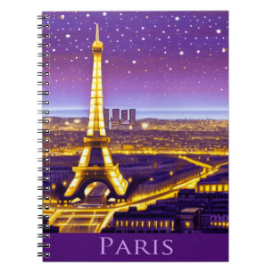 Carnet Paris sous un ciel étoilé violet