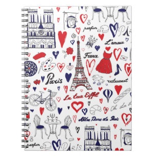 Carnet Paris vintage : Motif de ligne de voyage