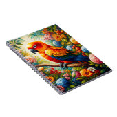Carnet Parrot Sun Conure aux fleurs colorées (Côté Droit)