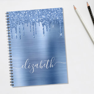 Carnet Parties scintillant à goutte bleue personnalisée