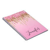 Carnet parties scintillant à goutte d'or rose personnalis (Côté Droit)