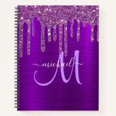 Carnet Parties scintillant à goutte violet de fille monog (Devant)