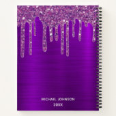 Carnet Parties scintillant à goutte violet de fille monog (Dos)