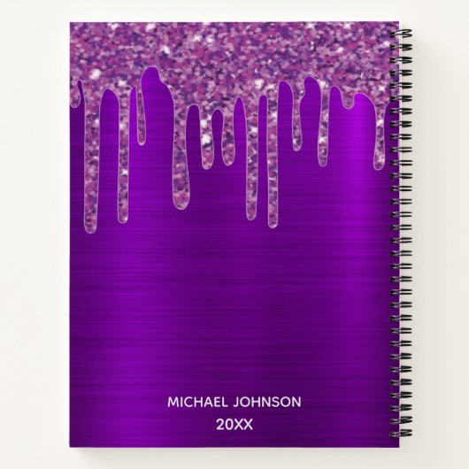 Carnet Parties scintillant à goutte violet de fille monog (Dos)