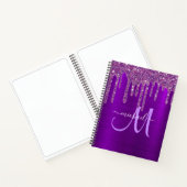 Carnet Parties scintillant à goutte violet de fille monog (Intérieur)