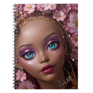 Carnet Parties scintillant à poupée mousseuse et fleurs