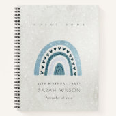 CARNET PARTIES SCINTILLANT AQUA BLUE RAINBOW COEUR ANNIVE (Devant)