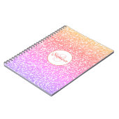 Carnet Parties scintillant arc-en-ciel mou Nom monogramme (Côté gauche)