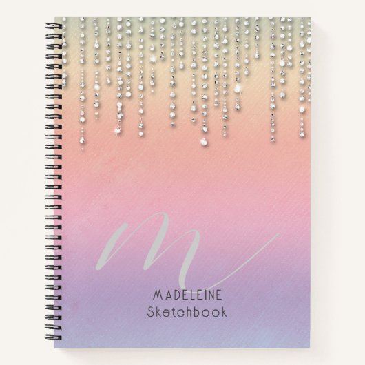 Carnet Parties scintillant arc-en-ciel Rhinestones Monogr (Devant)