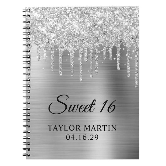Carnet Parties scintillant argent gouttes Metallic Sweet (Devant)