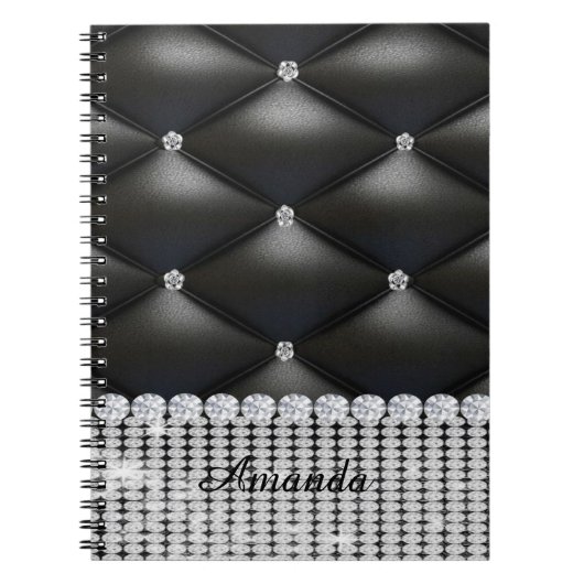 Carnet parties scintillant argent noir monogramme (Devant)