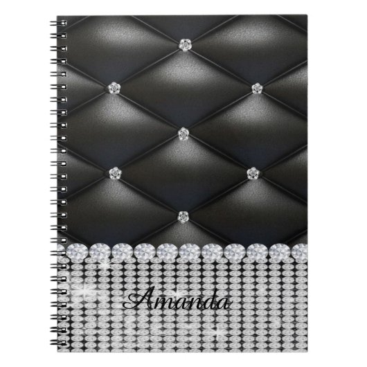 Carnet parties scintillant argent noir monogramme (Devant)
