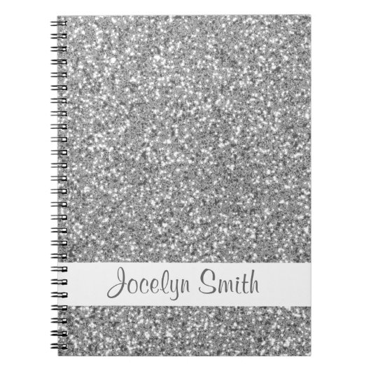 Carnet Parties scintillant Argent Ressemblent Et Nom (Devant)
