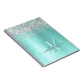 Carnet Parties scintillant argentée turquoise en métal br (Côté Droit)