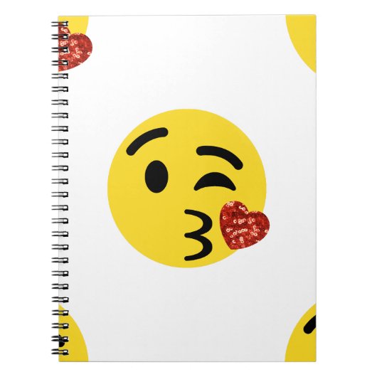 Carnet parties scintillant baiser émoji (Devant)