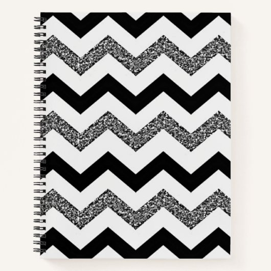Carnet Parties scintillant blanche Chevron Spiral Noteboo (Devant)