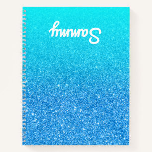 Carnet Parties scintillant Bleue Aqua Ombre Gauche