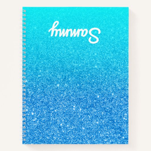 Carnet Parties scintillant Bleue Aqua Ombre Gauche (Devant)