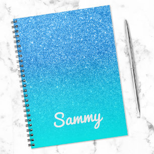 Carnet Parties scintillant bleue et Aqua Ombre Personnali