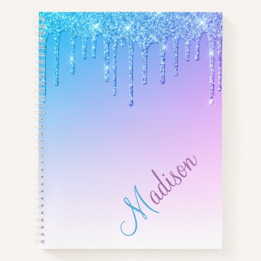 Carnet Parties scintillant Bleue Ombré Glam Étincelles No (Devant)