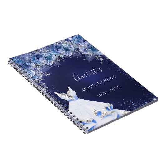 Carnet Parties scintillant bleue Quinceanera robe fleurie (Côté Droit)