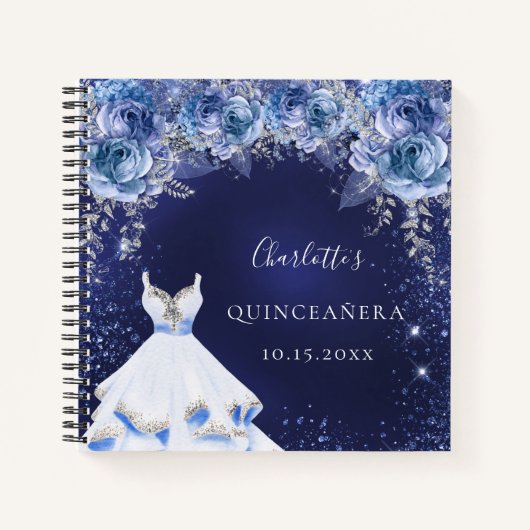 Carnet Parties scintillant bleue Quinceanera robe fleurie (Devant)