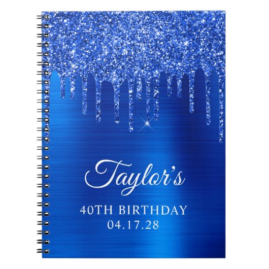 Carnet Parties scintillant Bleue Royale en goutte Glam 40 (Devant)