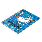 Carnet Parties scintillant bleue Unicorn (Côté gauche)