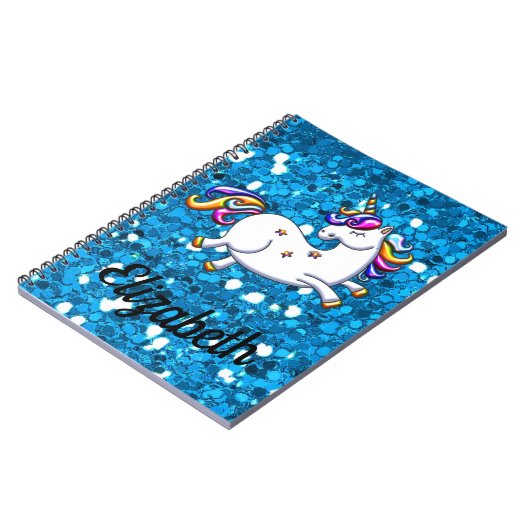 Carnet Parties scintillant bleue Unicorn (Côté gauche)
