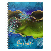 Carnet Parties scintillant bleue, verte et or Peacock Aga (Devant)