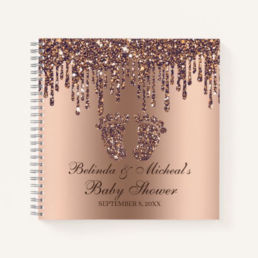 Carnet Parties scintillant  Bronze pieds Baby shower livr (Devant)