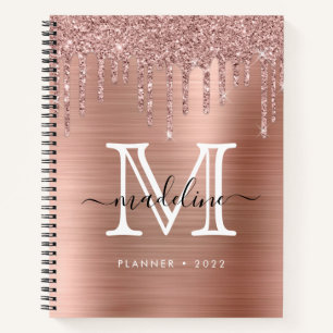 Carnet Parties scintillant  brossé Rose métal or Monogram