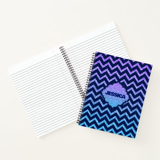 Carnet Parties scintillant colorée Blue Chevron Motif (Intérieur)