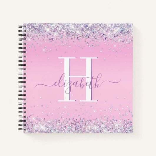 Carnet Parties scintillant Confetti Monogramme rose (Devant)