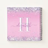 Carnet Parties scintillant Confetti Monogramme rose (Dos)