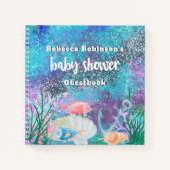 Carnet Parties scintillant d'aquarelle marine Baby shower (Devant)