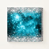 Carnet Parties scintillant d'argent Aqua Turquoise Celest (Dos)