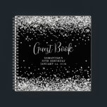 Carnet Parties scintillant d'argent Black 50th Birthday I<br><div class="desc">Créez votre propre 50e anniversaire de fête de célébration design de livre d'or dans un carnet vierge. Le design a une parties scintillant gris argenté et imitation girly sur une couleur arrière - plan noire et solide personnalisable. Customisez les styles de police pour créer votre propre livre d'hôtes pour son...</div>