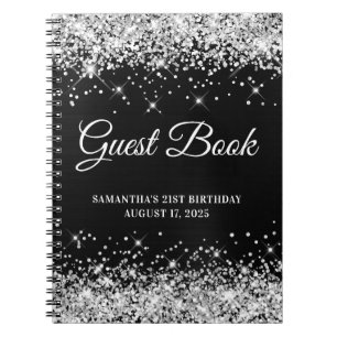 Carnet Parties scintillant d'argent Black Ombre 21ème ann