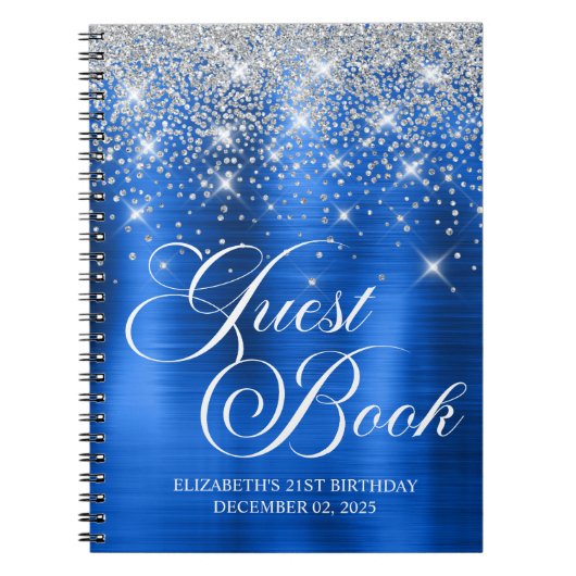 Carnet Parties scintillant d'argent chic Royal Blue 21e l (Devant)
