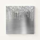 Carnet Parties scintillant d'argent gouttes de métal gris (Dos)